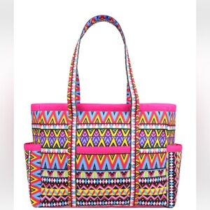 NaRaYa NWOT Vibrant Pink Geometric quilted Tote Bag